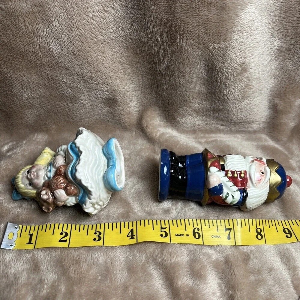 Fitz Floyd Vintage 1992 Nutcracker and Girl Salt and Pepper Shakers Set Blue Red